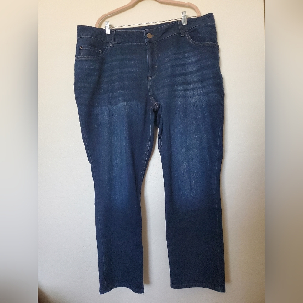 Lee Blue Denim Straight Leg Mid Rise Jeans Women's Size 22W Plus